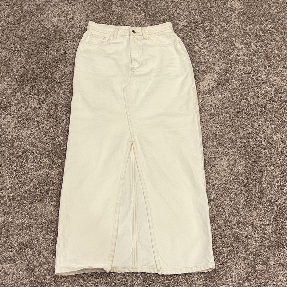 Mango Cream Denim Maxi Skirt, Size XS
